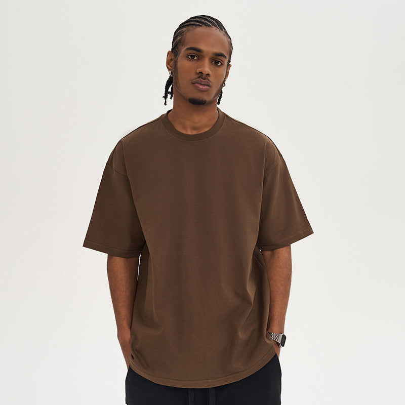 Camiseta de Algodón 280G de Corte Holgado y Cuello Redondo para Hombres