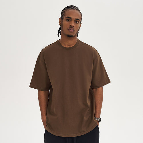 Camiseta de Algodón 280G de Corte Holgado y Cuello Redondo para Hombres