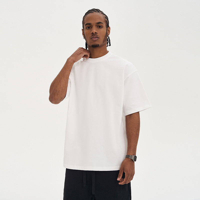 Camiseta de Algodón 280G de Corte Holgado y Cuello Redondo para Hombres