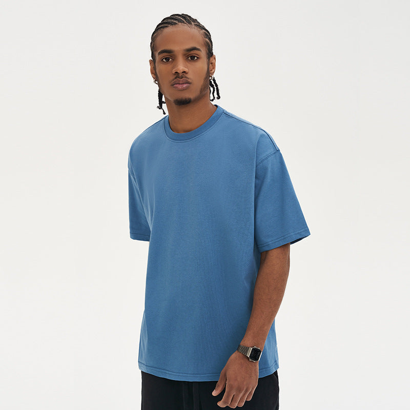 Camiseta de Algodón 280G de Corte Holgado y Cuello Redondo para Hombres